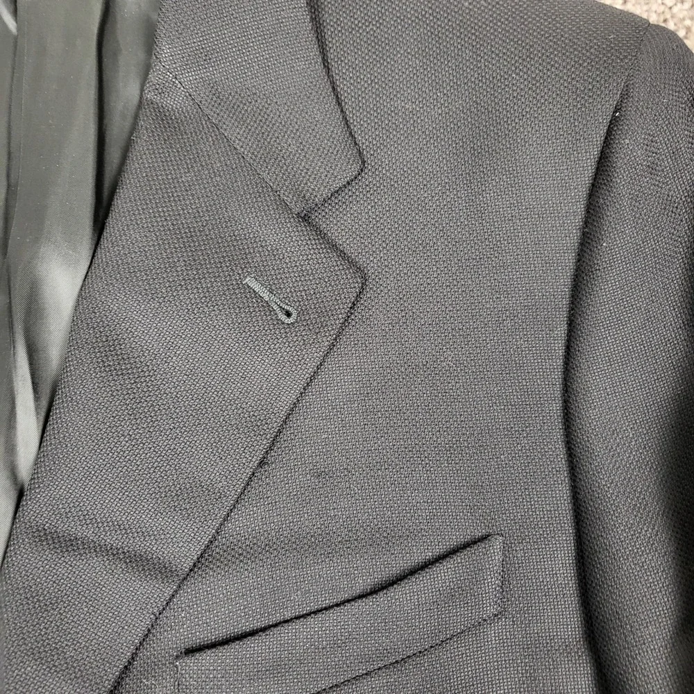 Canali Proposta Mens Wool 3 Button Blazer Textured Black Italy IT 54R US 42R